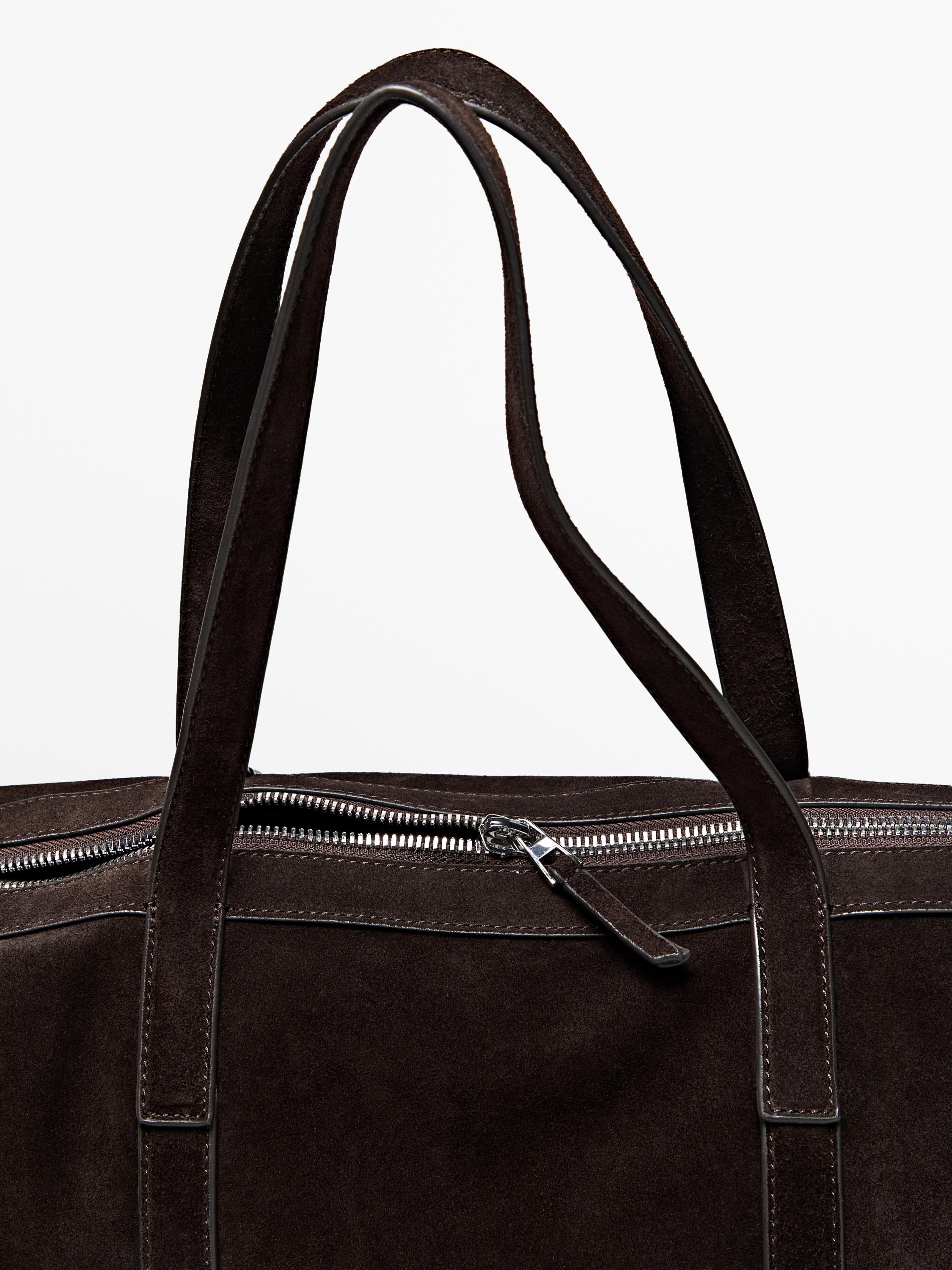 Suede leather travel bag